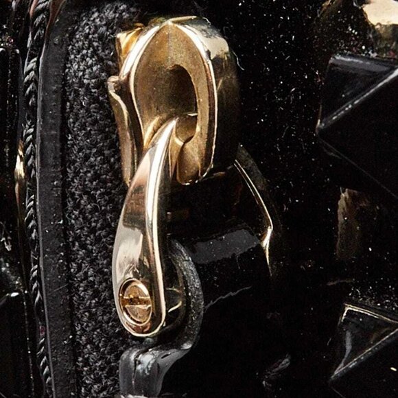 Valentino Black Patent Leather Rockstud Triple Zip Crossbody Bag - Picture 7 of 12